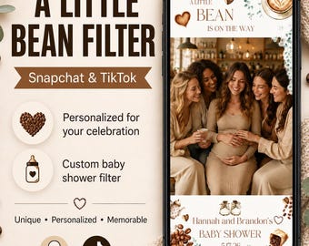 A Little Bean is brewing Snapchat Filter, Coffee Baby Shower Filter, Personalized Neutral Baby Shower Overlay, TikTok Party Filter