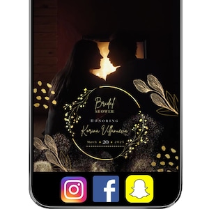 Gold Bridal Shower Snapchat Filter, Snapchat geoFilter, 360 Photobooth overlay, custom filter, wedding gifts, bridesmaid gifts, wedding
