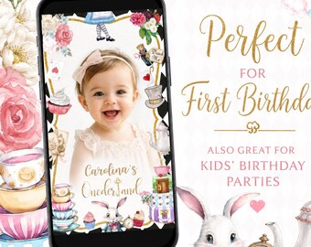 Alice in Wonderland Snapchat Filter: Onederland Birthday Party Filter, Custom First Birthday filter, Tea Party Digital Photo Overlay