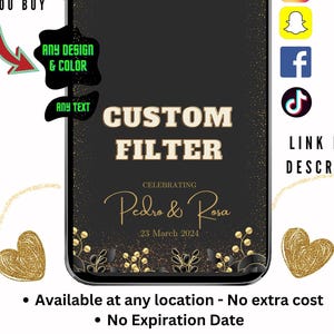Custom Snapchat Filter for Wedding & Birthday party, Baby shower, Bridal Shower, Graduation, Bachelorette Party, Anniversary, Office party