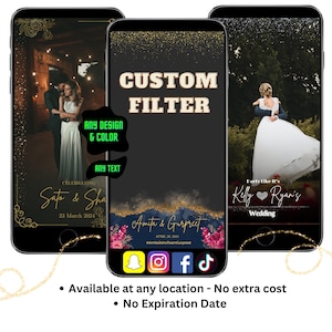 Custom Snapcat Filter, Snapchat tiktok filters, geofilter - Wedding filter, Birthday filter, bridesmaid filter, wedding gift anniversary 360