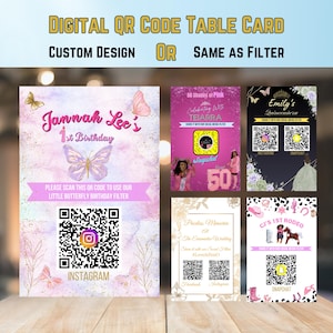 Digitaler QR-Code 4x6 Tischrahmen Design, Kasse der Snapchat Filter, Instagram Filter, Facebook Filter, Hochzeitsgeschenke, Brautjungfer Geschenke