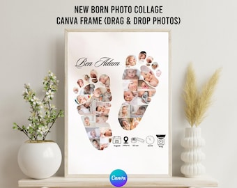 Newborn Baby Photo Collage Canva Frame: Personalized Keepsake (Digital)