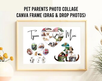 Collage fotografico personalizzato per animali domestici: cornice Canva personalizzata (download digitale)