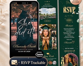 Graduation Invitation Website with RSVP: Class of 2026 Graduation party | He did it, she did it Grad 2026 (Digital Download)