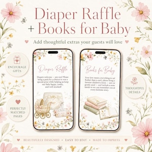 Baby in Bloom invitation website template with RSVP Tracker: Digital canva editable site for baby shower, wildflower floral gender reveal