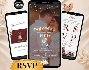 Burgundy and Ivory Wedding Website Template with RSVP | Elegant Canva Site | Classic Wedding Invitation | Editable Digital Invite