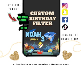 Custom Birthday Snapchat Filter, Snapchat Lens, Tiktok Filter Birthday gift Baby shower, personalized custom 360 Photobooth Overlay template