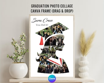 Marco de collage de fotos de graduación para mujer, regalo de graduación personalizado para él, arte de graduación personalizado, collage de fotos, ceremonia de regalo de graduación