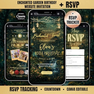 Enchanted Garden Birthday Website Invitation with RSVP, Editable Canva Fairy Party Invite, Magical Birthday, Online Invite Template