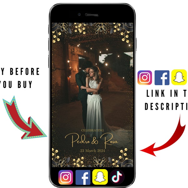 Wedding Snapchat Filter, Instagram filter, Tiktok Filter, Facebook Filter, Custom Wedding Instagram Filter, wedding gifts, personalized gift