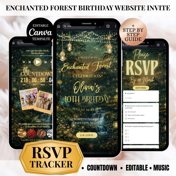 Enchanted Garden Birthday Website Invitation with RSVP, Editable Canva Fairy Party Invite, Magical Birthday, Online Invite Template