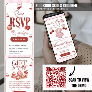 She is Cherry on Top Baby Shower Invitation Website with RSVP: Baby Shower Invitation, cherry Theme | Digital Download