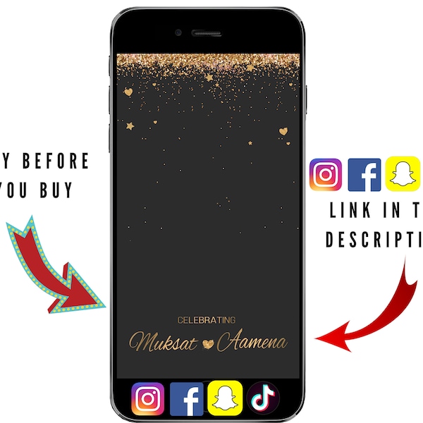 Filtre Instagram de mariage, filtre Snapchat, filtre Tiktok, filtre Facebook, filtre Instagram de mariage personnalisé, cadeaux de mariage, cadeaux de demoiselle d'honneur