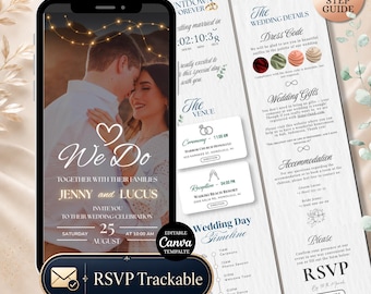 Wedding Website Template with RSVP | Elegant Canva Site | Classic Wedding Invitation | Editable Digital Invite | Instant Download