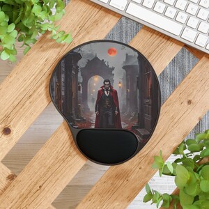 Dare to Vampire Mouse Pad with Wrist Rest - Count Dracula Mouse Pad with Wrist Pad - Vampire&#39;s Thirst for Blood Mouse Pad with Wrist Rest