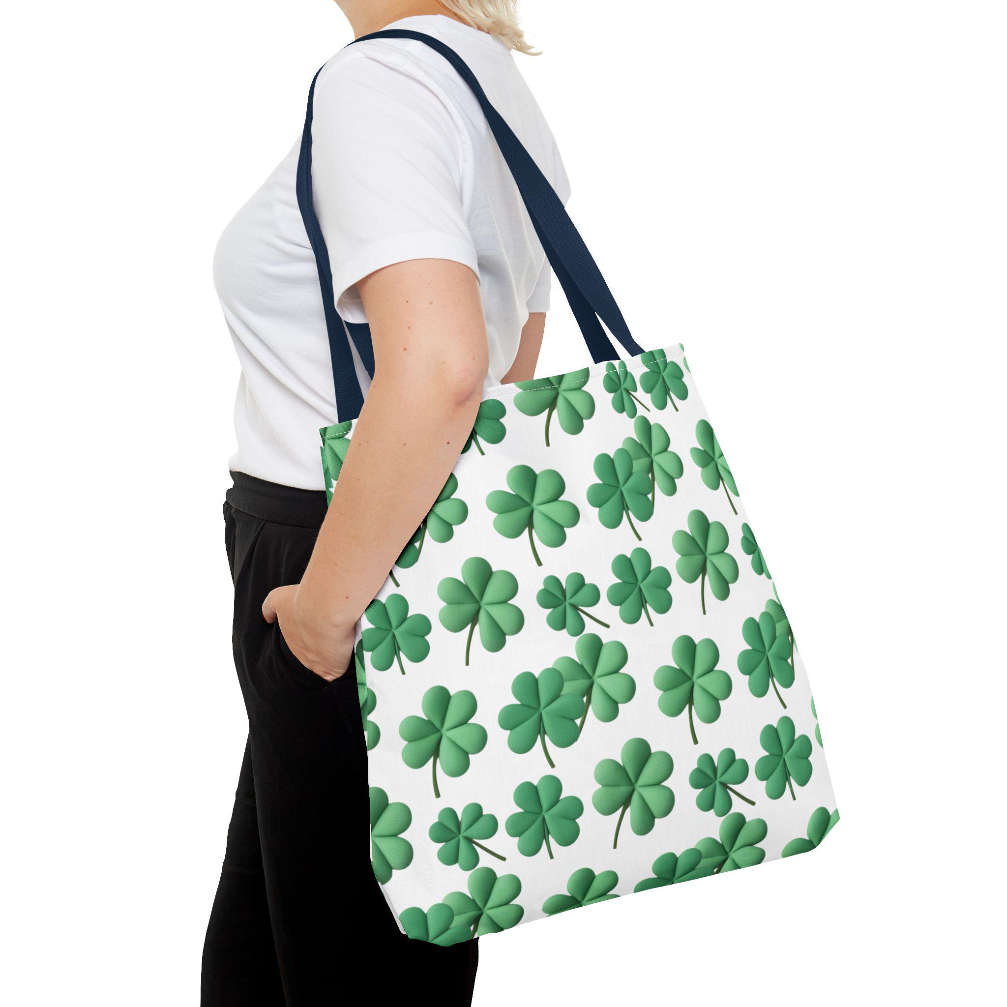 LEVLO Kosmetiktasche Mit Kleeblatt-Motiv - Peace Love Clover, Aus Baumwoll-Leinen, 23x17 Cm