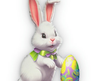 Easter Bunny with Easter Egg Shaped Pillow - Easter Rabbit Shaped Pillow - Rabbit Shaped Decorative Pillow