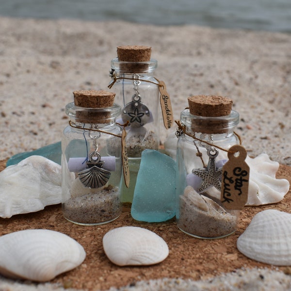 Custom Message in a Bottle - Nautical Message Bottle - Mystic Message Bottles - Pearl Message Bottles- Shell Message Bottle - 1.6in. ht.