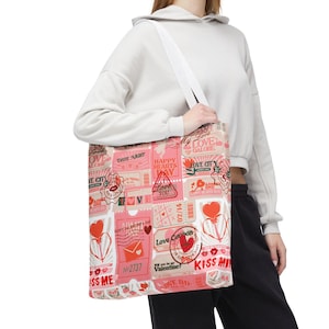 Love Theme Eintrittskarten und Briefmarken - Valentine Collage Einkaufstasche - Romantische Umhängetasche
