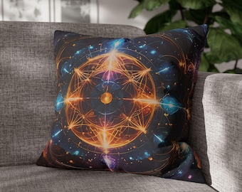 Cosmic Energy Square Pillow Cover - Celestial Throw Pillow Cover -  Meditation Pillow Cover - Unique Accent Pillow Cover