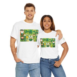 St Patrick&#39;s Day Collage Unisex Tee - Leprechauns, Pot of Gold, Clovers Gift for Him/Her - Irish Celebration Shirt - Shamrock T-Shirt