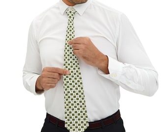 Klaverstropdas voor St. Patrick's Day-viering - Lucky Gold Coins herenstropdas - feestelijke groene klavers zakelijke kleding