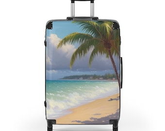 Beach Paradise Suitcase - Ocean View Paradise Suitcase - Paradise Palm Tree Suitcase - Sunny Day Beach Suitcase