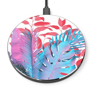 Multi-Color Tropics Charger - Wireless Phone Charger - Tropical Wireless Charger - Paradise Wireless Charger - Beach Wireless Charger