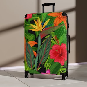 Tropical Travel Suitcases - Hard Shell Travel Suitcase - Cabin Suitcase - Vacation Suitcase - Weekend Travel Suitcase - Suitcase with Wheels