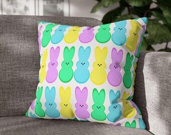 Colorful Peeps Bunny Pillow Cover: Spring Home Decor