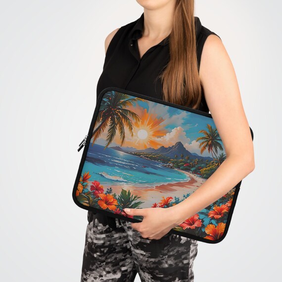 Enveloppe Adhésive Pour Ordinateur Portable 15" - Design Sunset Tropical Paradise