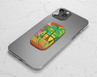 Retro Sunset Surf Phone Click-On Grip - Phone Accessories - Tropical Phone Grip - Phone Grip Holder - iPhone Grip Holder - Samsung Grip Hold