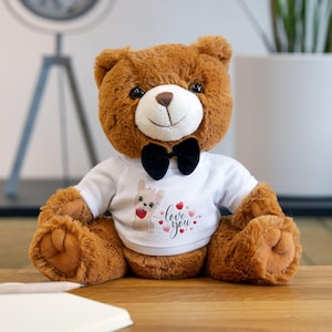 Puppy Love Teddy Bear with T-Shirt - Cute Pet Valentines Day Cuddly Toy - Puppy Love that Loves You Teddy Plush