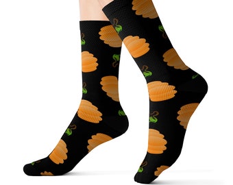 Pumpkin Socks - Halloween Socks - Black and Orange - Jack-o-lantern - Fall Socks - Cozy Socks - Novelty Socks