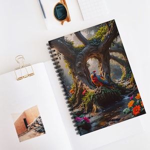 Parrot in a Tropical Forest Journal Notebook - Tropical Macaw Parrot Journal Notebook - Tropical Parrot Journal Notebook