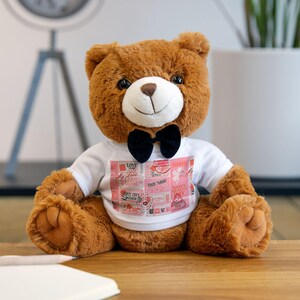 Valentine&#39;s Day Tickets and Stamps Teddy Bear with T-Shirt - Love and Romantic Cuddly Toy - Love Admissions and Stamps Animal Plush