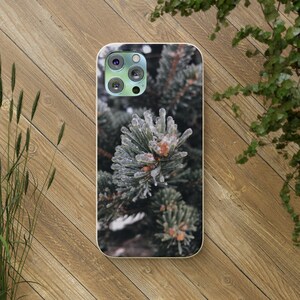 Custodia biodegradabile Frost Pine Tree - Custodia per telefono Pine Tree - Custodia per telefono Frost - Custodia per telefono neve - Custodia per telefono naturale - Custodia per iPhone - Samsung