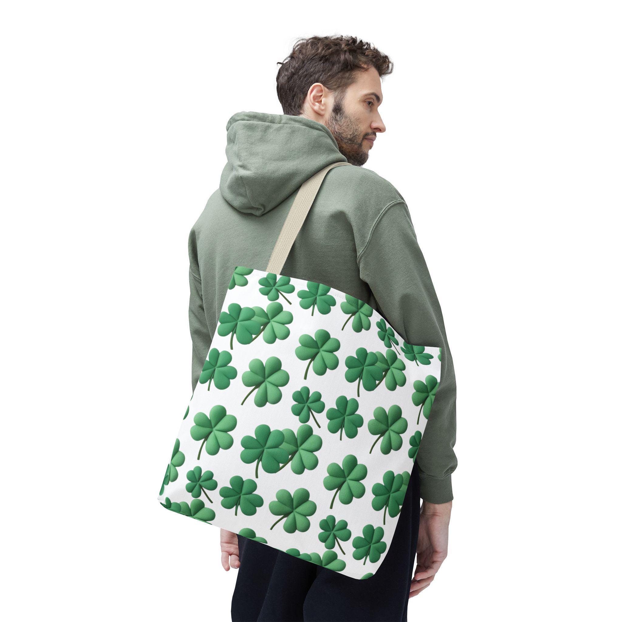 Kosmetiktasche Mit Irischem Kleeblatt-Motiv – 'Peace Love Clover', 23x17 Cm, Baumwoll-Leinen