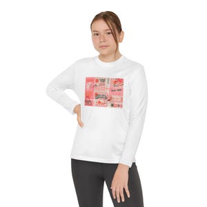 Eintrittskarten und Briefmarken Jugend Langarm-T-Shirt - Valentinstag Liebeskarte Collage Kinder Langarm - Herz Briefmarken Kinder Outfit