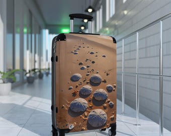 Costal Beach with Sand Dollar Trail Cabin Suitcase - Nautical Suitcase - Beach Lover Travel Luggage - Sand Dollar Cabin Suitcase