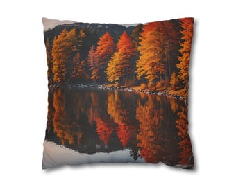 Autumn by the Lake Pillow Cover - Changing Colors of Autumn Pillow Cover - Lakeside in the Fall Pillow Cover