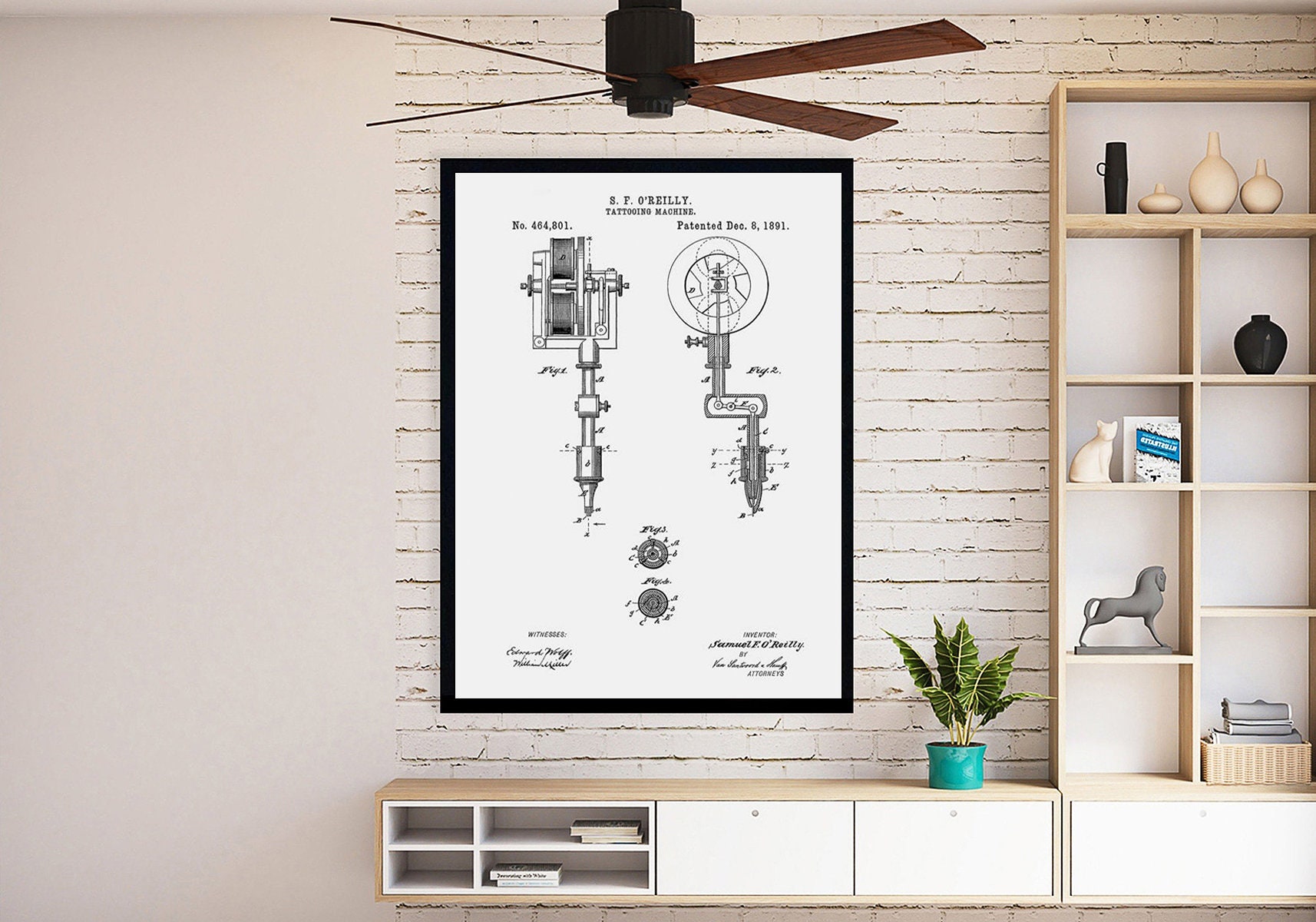 First Tattoo Machine Patent Poster Tattoo Wall Art Print Etsy