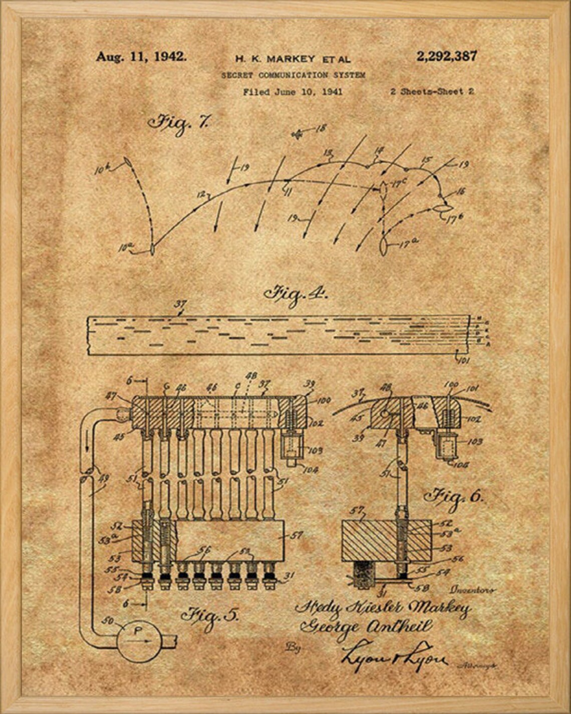 Frequency Hopping Patent Poster Hedy Lamarr Invention Etsy