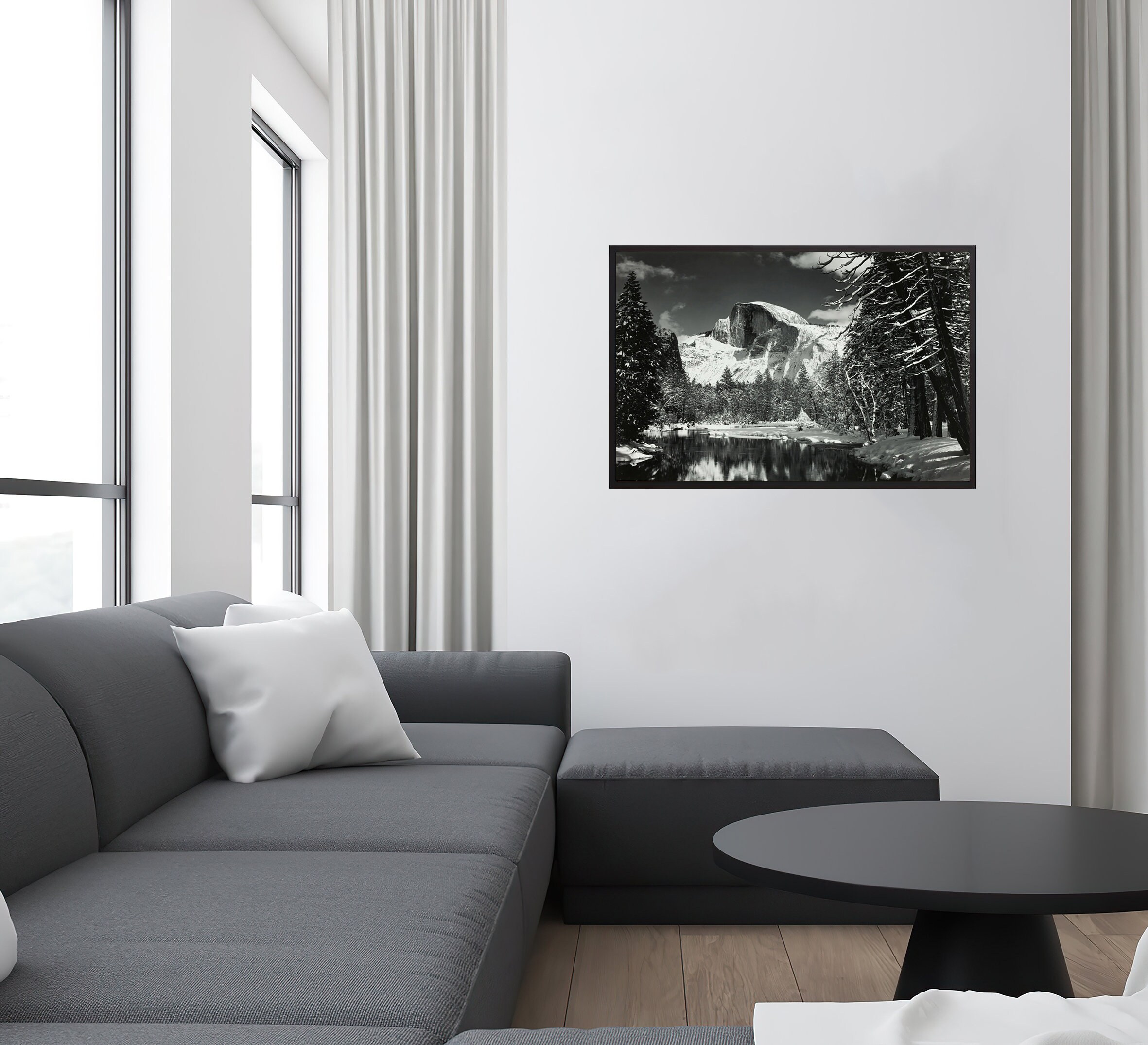 Ansel Adams Half Dome and Merced River Winter snow | Etsy