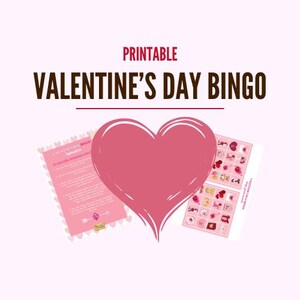 Valentine&#39;s Day Bingo Game, Print and Play, Fun for Family, Friends and Lovers