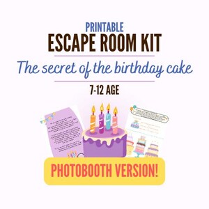Escape Room For Kids, Kid-Friendly Mystery Party Pack: Escape Room Printable & Photobooth Props, Birthday party idea for children