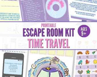 Kit de escape room para viajes en el tiempo: Juego de aventuras familiar (PDF imprimible)