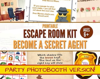 Printable Secret Agent Escape Room Kit: Kids Party Game (PDF)