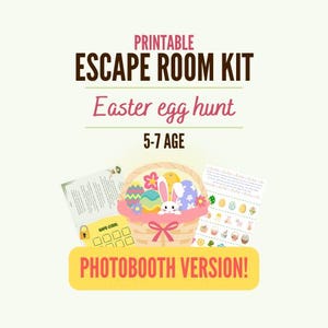 Escape room with photobooth, Easter game for children, Easter escape room for younger children, Egg hunt, Family printable game at home